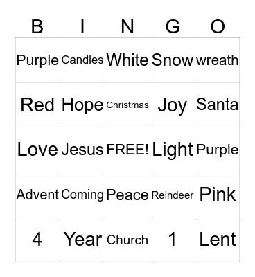 Advent Bingo Card