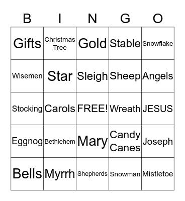 CHRISTMAS BINGO Card