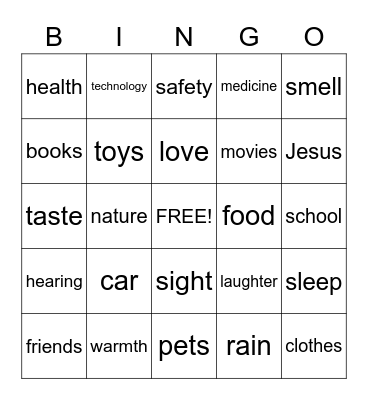 Thanksgiving Bingo Card