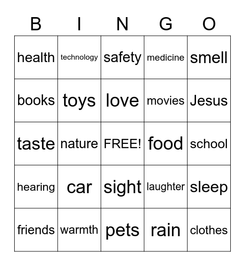 Thanksgiving Bingo Card