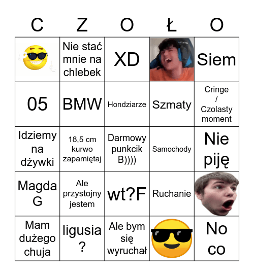 CzolastyBingo Card