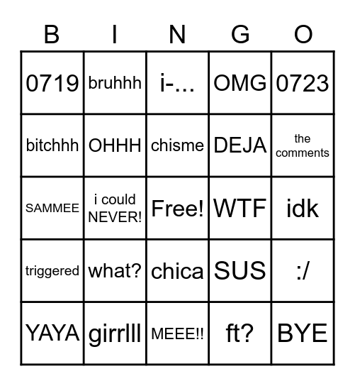 Girls night Bingo Card