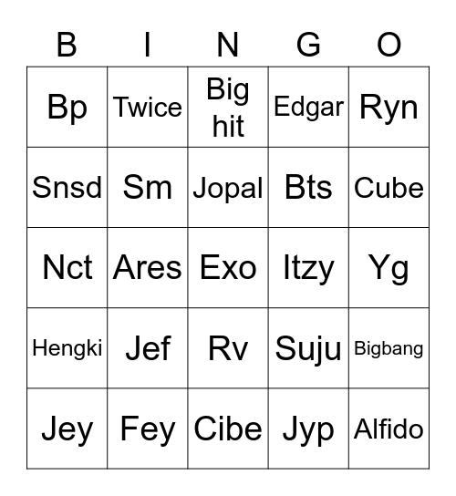 Ohyeah Bingo Card