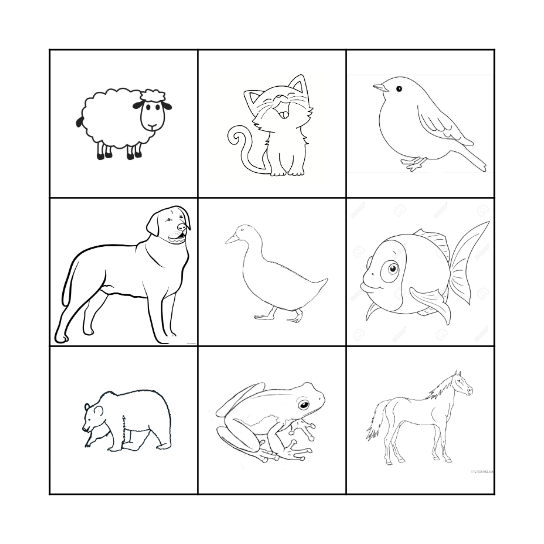 ANIMALS Bingo Card
