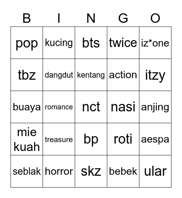ini punya Chaewon Bingo Card