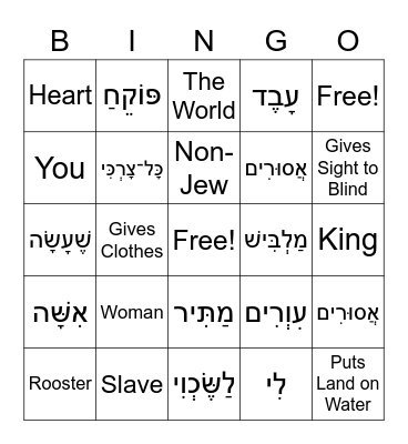 Morning Brachos! Bingo Card