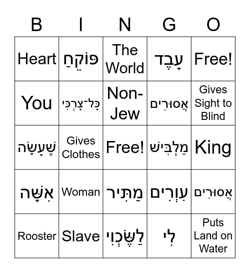 Morning Brachos! Bingo Card