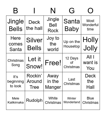 Christmas Singo Bingo Card