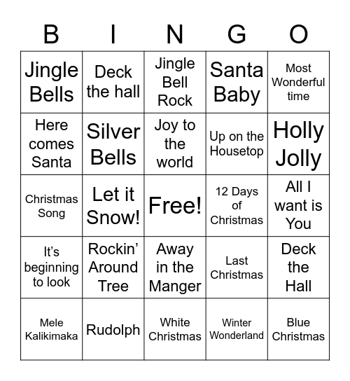 Christmas Singo Bingo Card