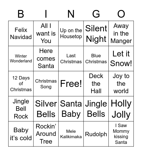 Christmas Singo Bingo Card
