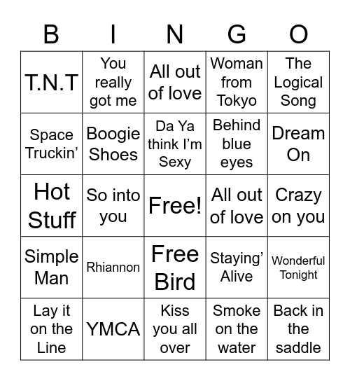 70’s Singo (one) Bingo Card