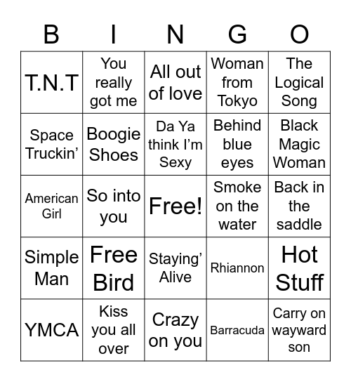 70’s Singo (one) Bingo Card