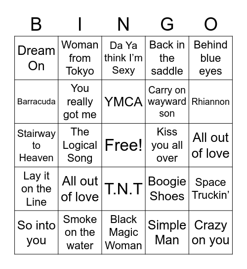 70’s Singo (one) Bingo Card