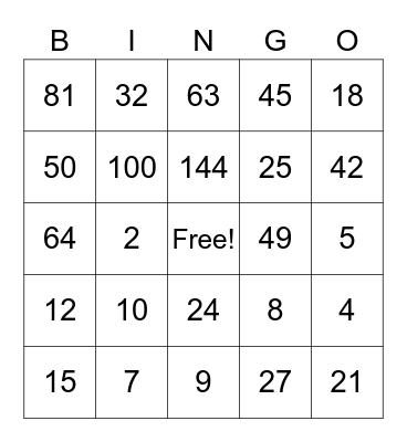 Fall Break Review Bingo Card