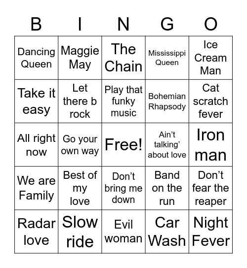 70’s Singo (two) Bingo Card