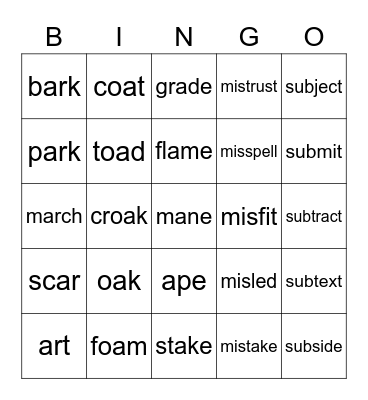 Lesson 48 Bingo Card