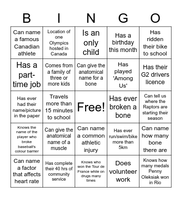 KIN Intro Bingo Card