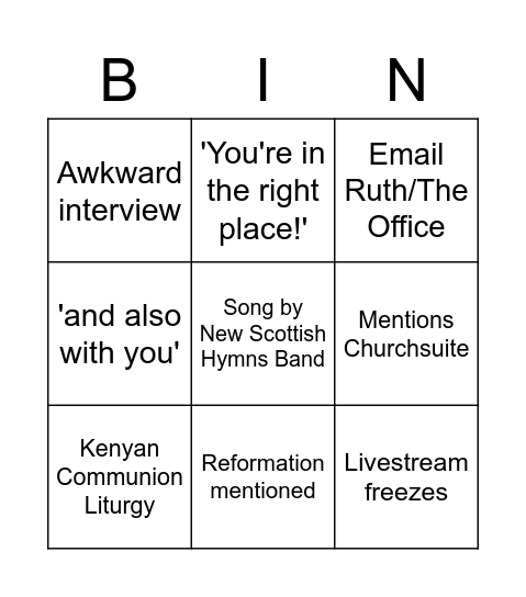 St Silas Bingo - Lappo's Ordination Bingo Card