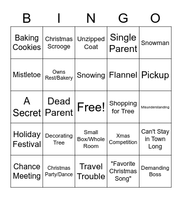 Hallmark Christmas Bingo Card