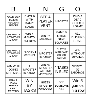 AMONG US BINGO Card