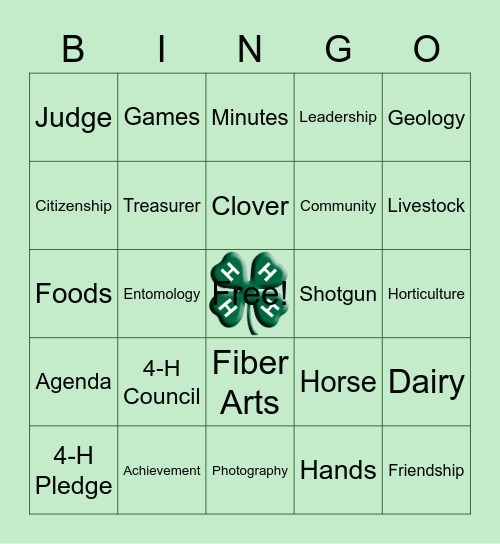 4-H BINGO Card