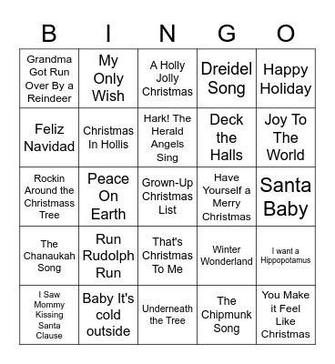 Holiday Bingo Card