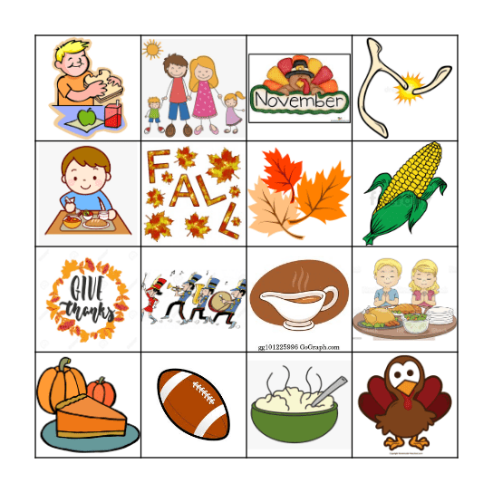 Thanksgiving Bingo Card