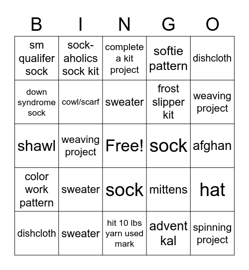 knitting bingo 2021 Bingo Card