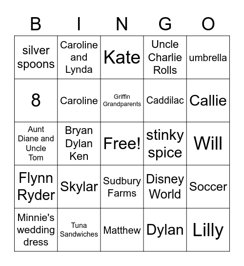 Family BINGO Card