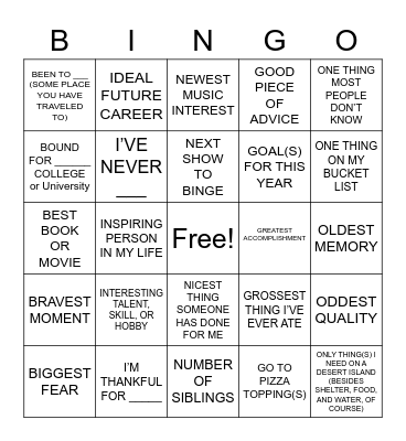 AVID Family Bingo Card