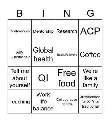 Interview Bingo Card