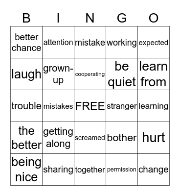 Bothering Others Bingo Card