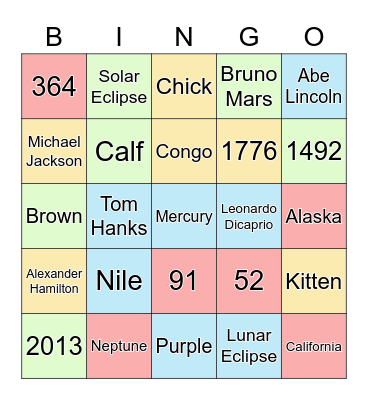 STUCO BINGO GAME! Bingo Card