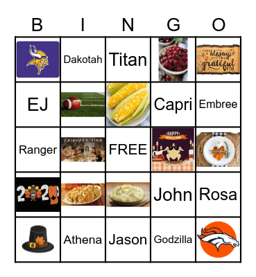 Thanksgiving 2020 Bingo Card