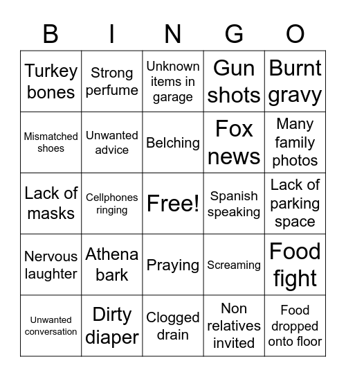 Rockwell Thanksgiving Bingo Card