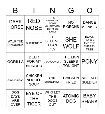 ANIMALS Bingo Card