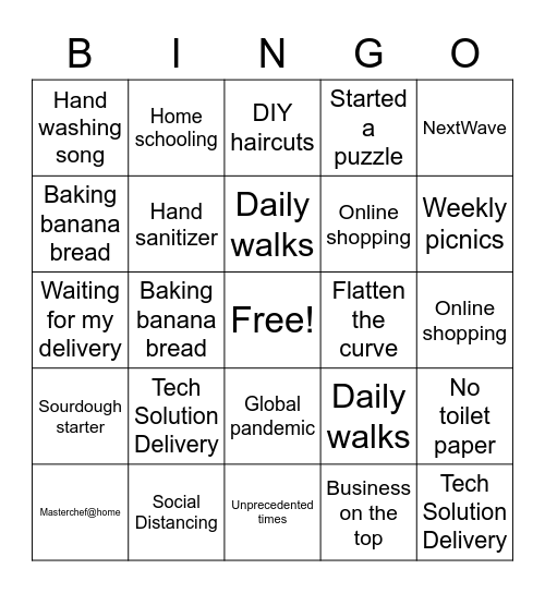 TSD Bingo Card