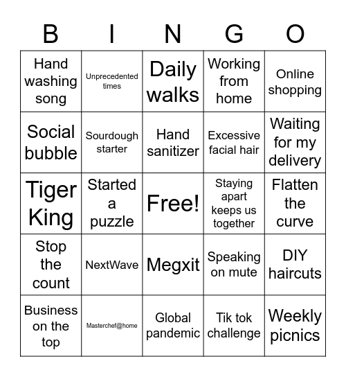 TSD Bingo Card