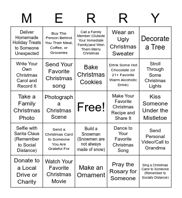 The Bravo Holidays Bingo Card