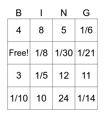 DIVIDING UNIT FRACTIONS Bingo Card