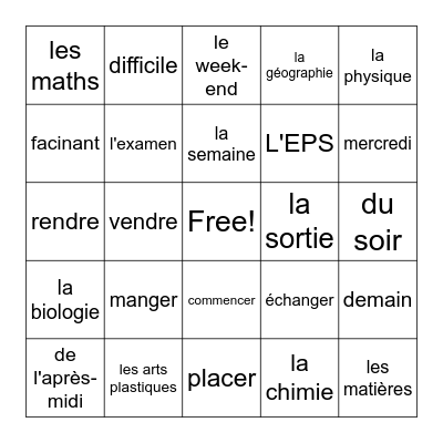 Bien Dit Chapter 4 Part 1 Bingo Card