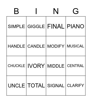 WEEK 8 SPELLING TERM 4 Bingo Card