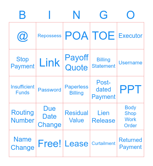 Bilingual Bingo Card