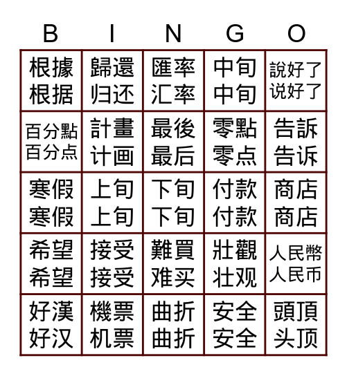 CH3L10 Bingo Card