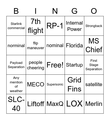 Starlink LAUNCH BINGO Card