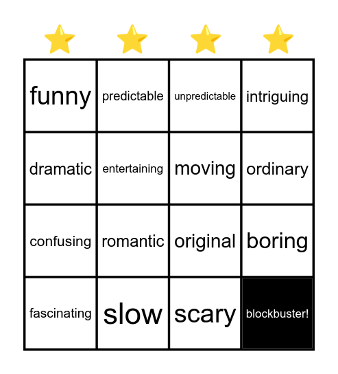 Movies & TV Bingo Card