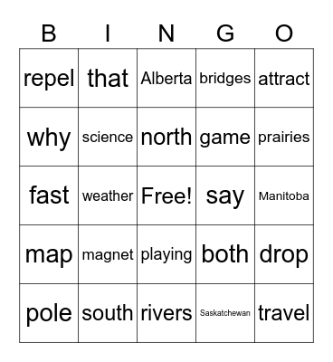 Important Words Bingo Card