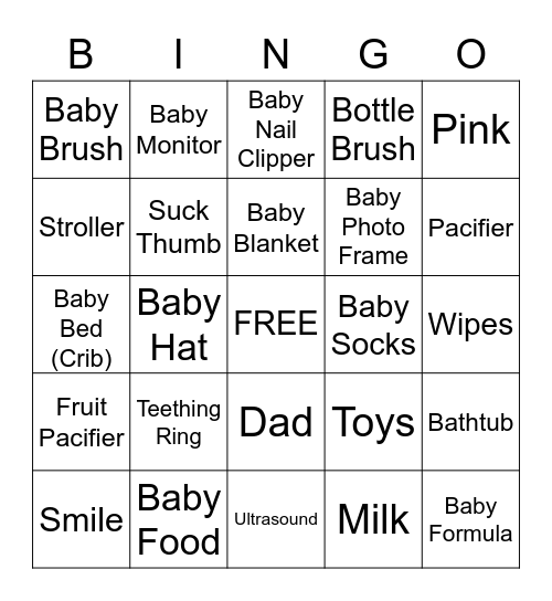 Baby Body Penson Bingo Card