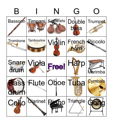 Young Person's Guide to the Orchestra Bingo Card