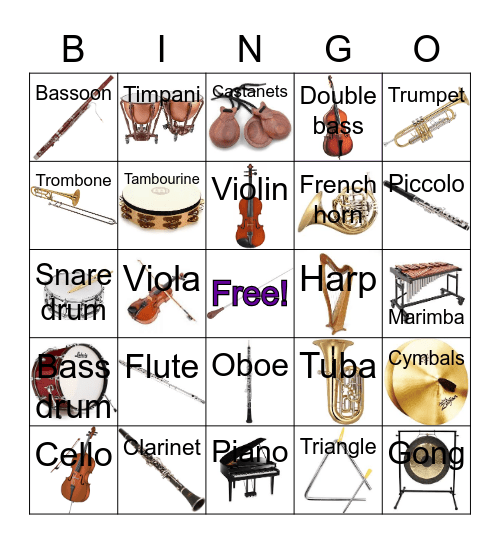 Young Person's Guide to the Orchestra Bingo Card